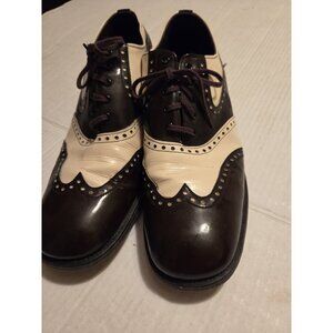 Vinatge Men's 10D Two Tone Portage Shoes Patent Wingtip Oxford Formal Dress Shoe
